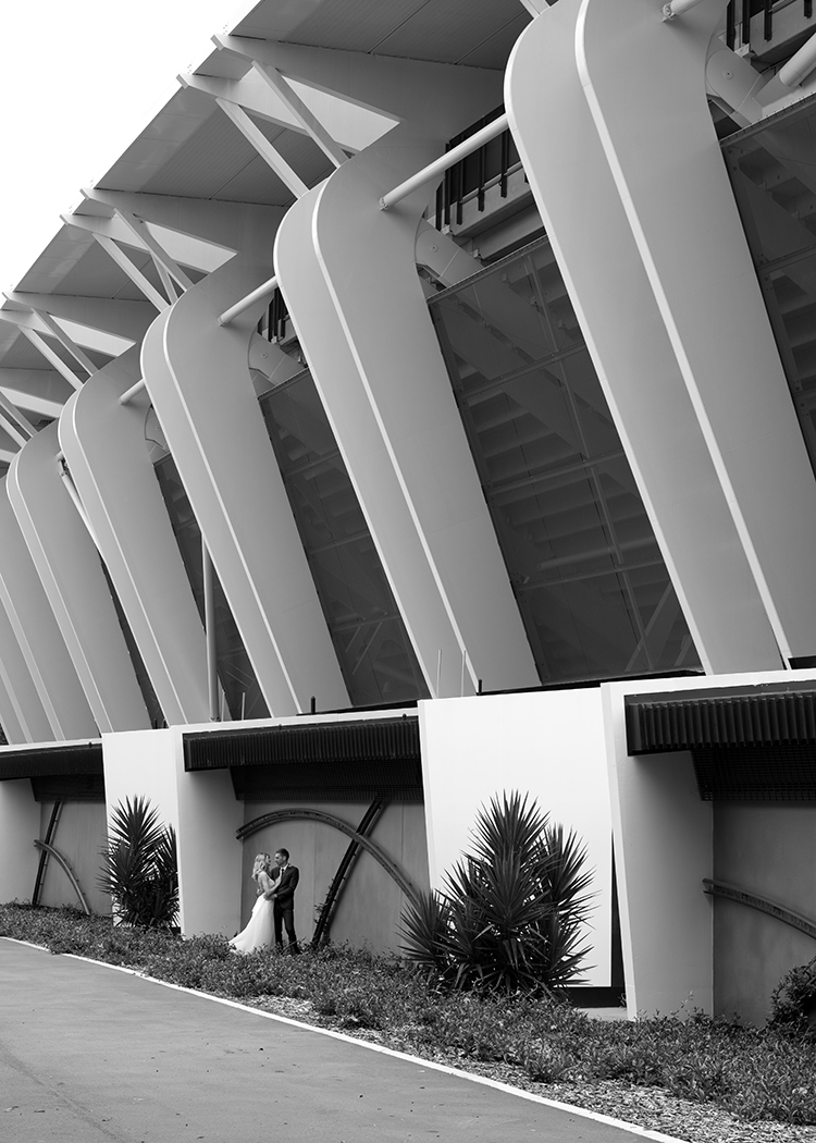 Bride and groom at Perth stadium