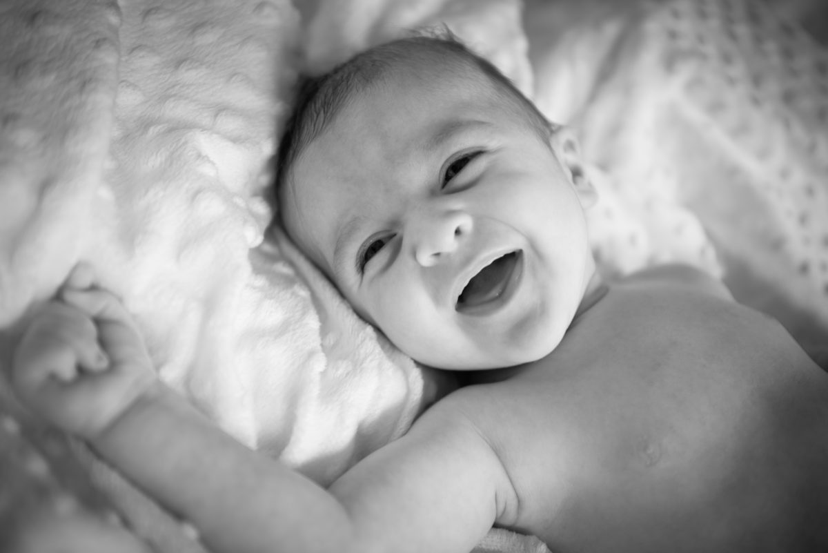 Close up of baby laughing