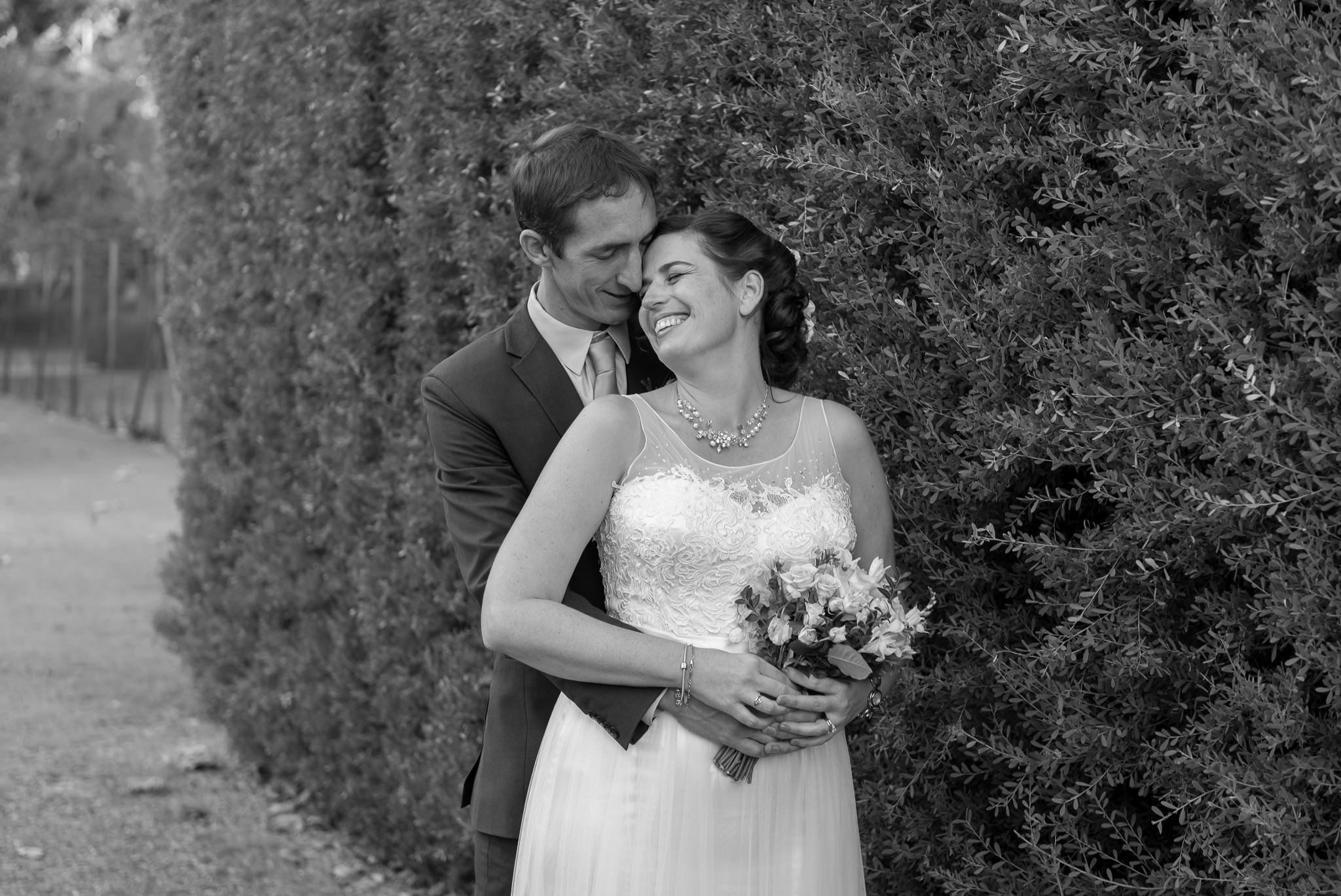 Black and white picture of wedding couple