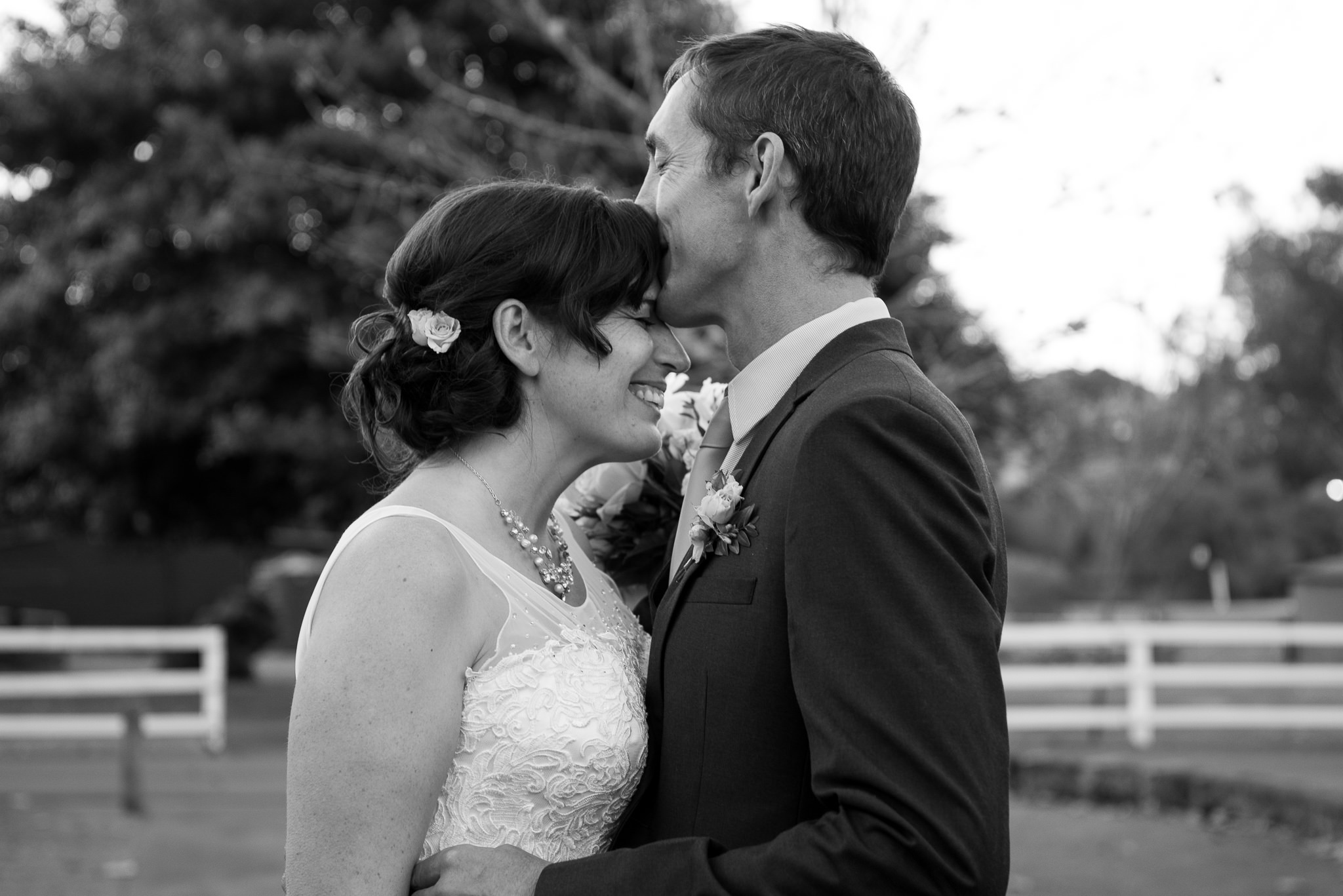 Black and white wedding portrait