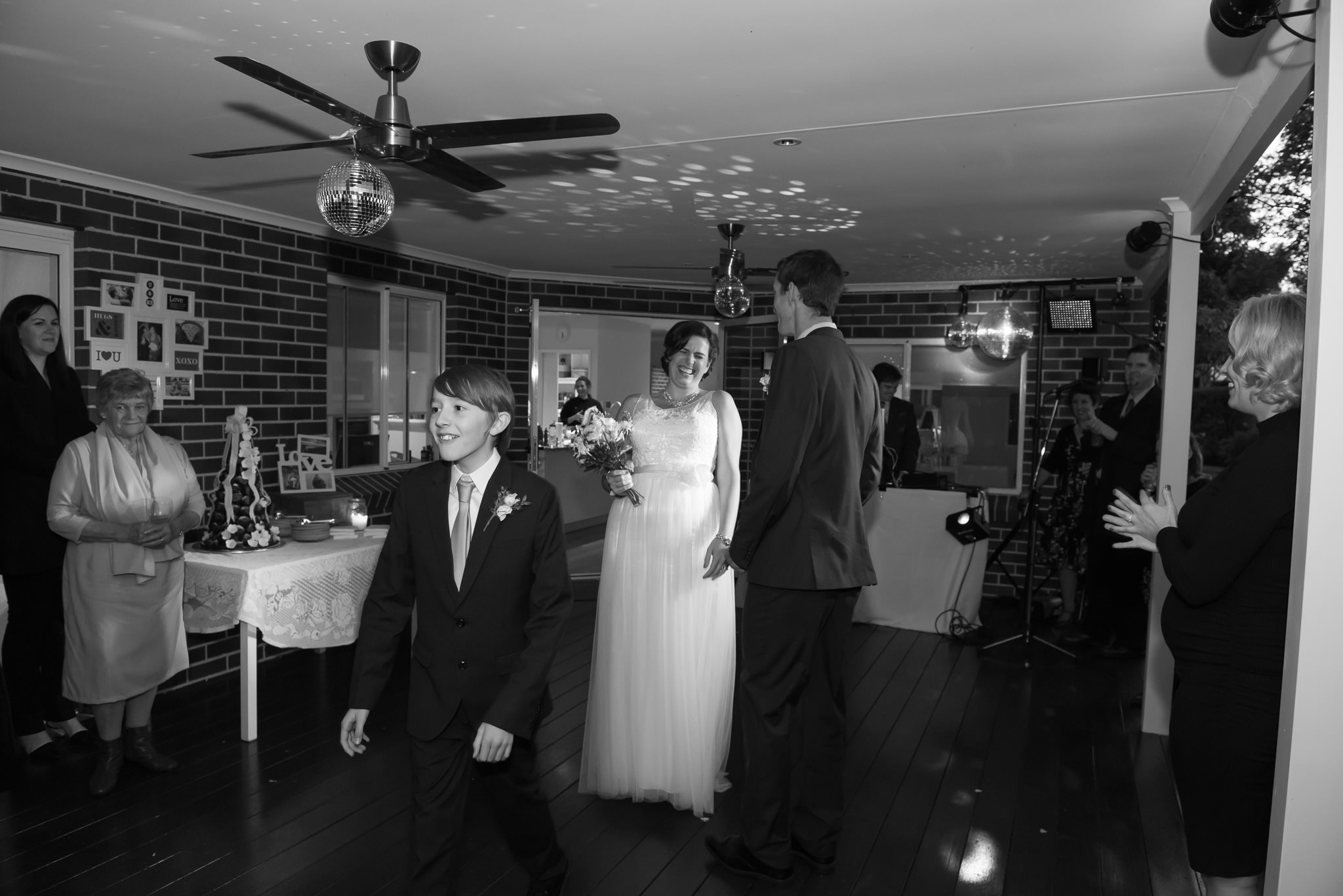 Bride and groom reception entrance on dancefloor