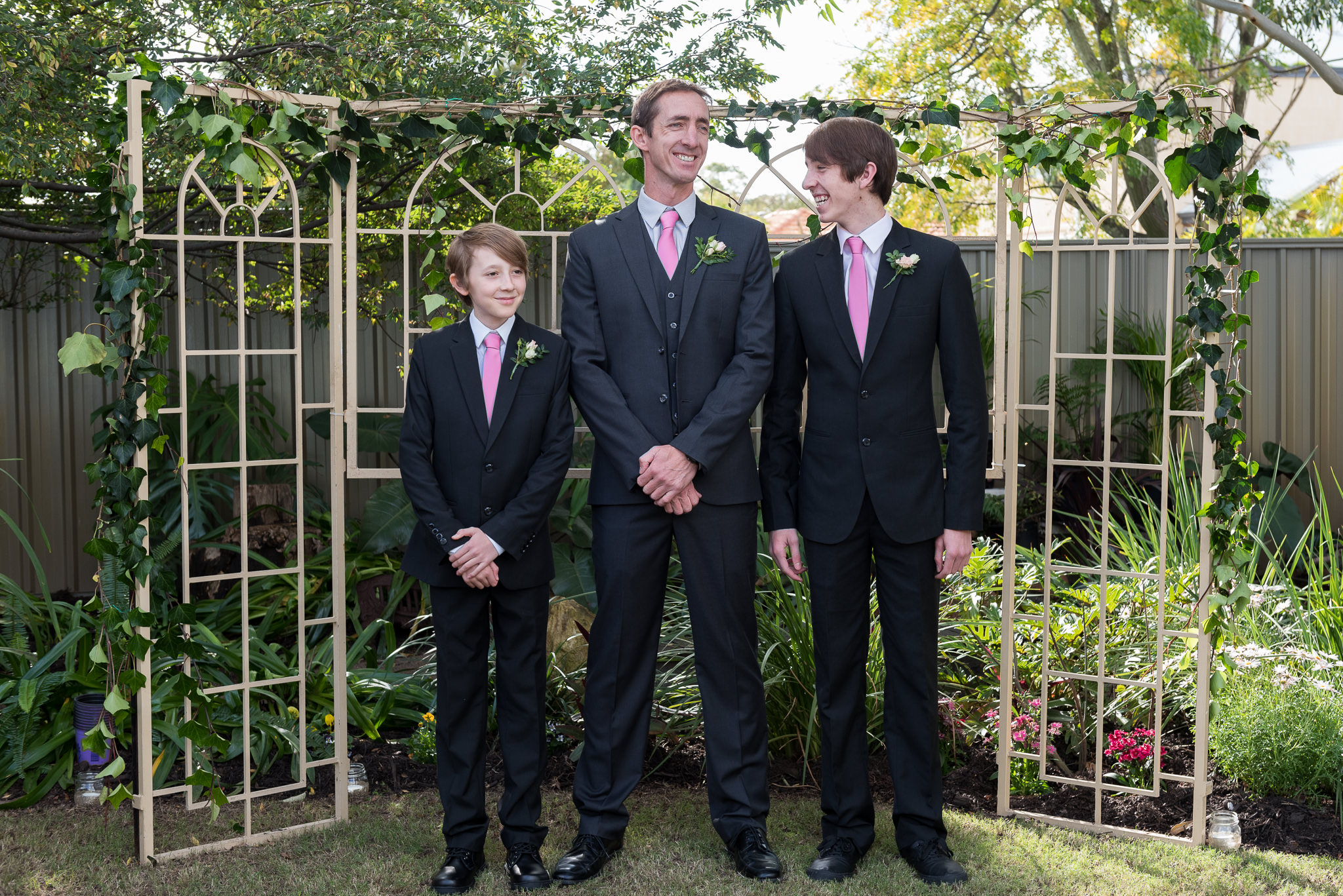 groom and his boys waiting for ceremony to begin