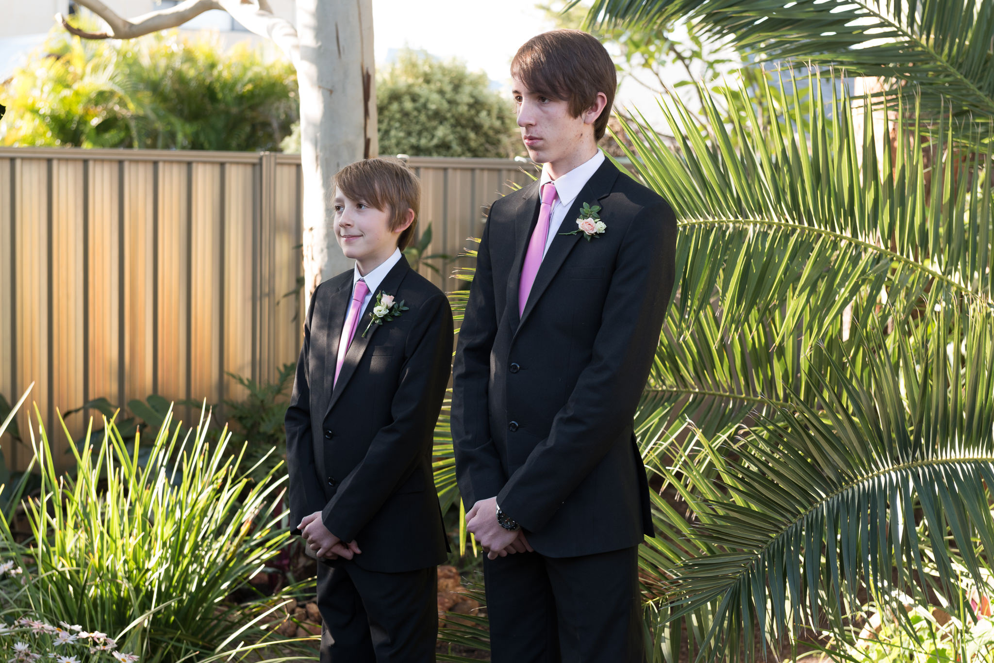 wedding couple's sons during wedding ceremony