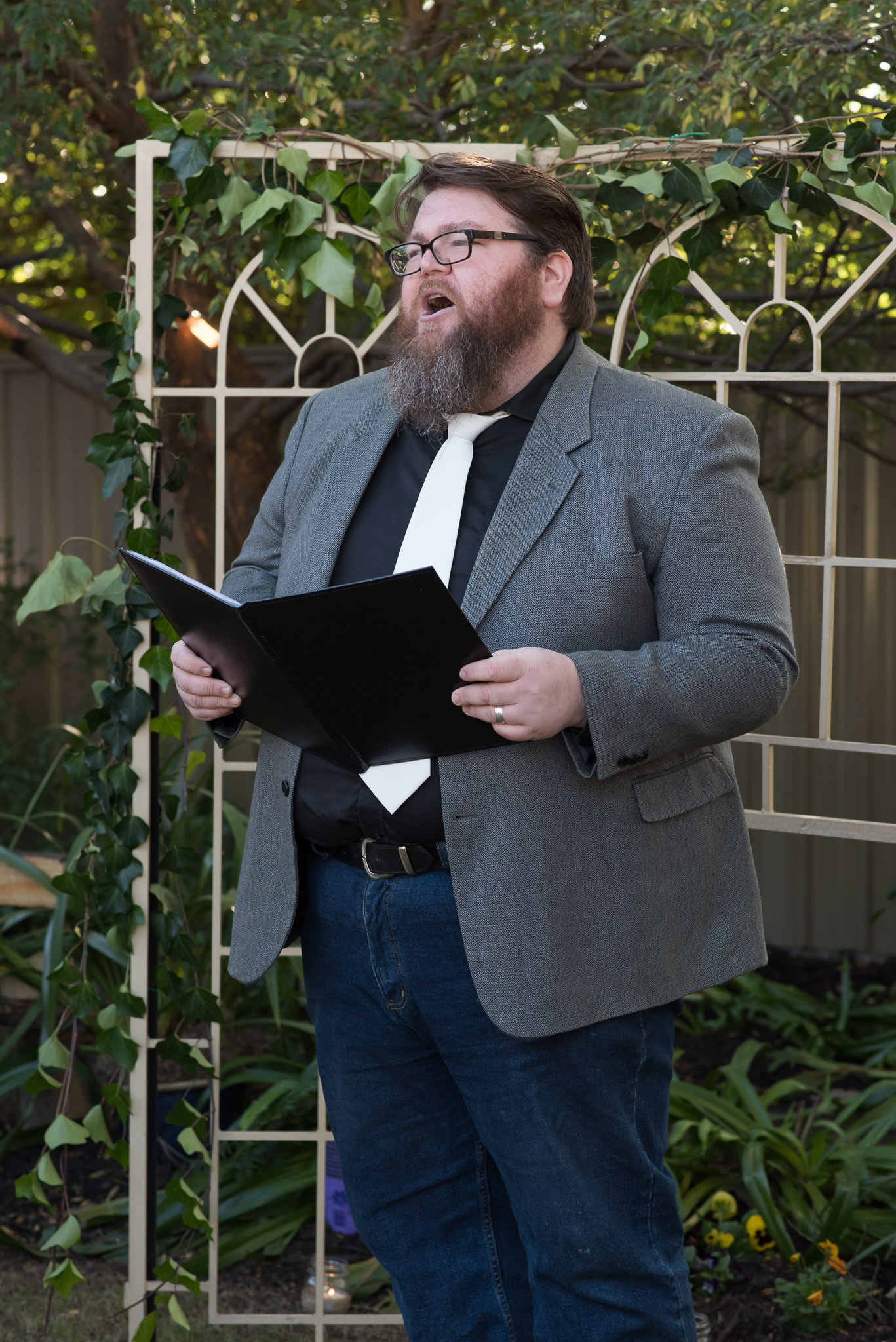 wedding celebrant saying his speech