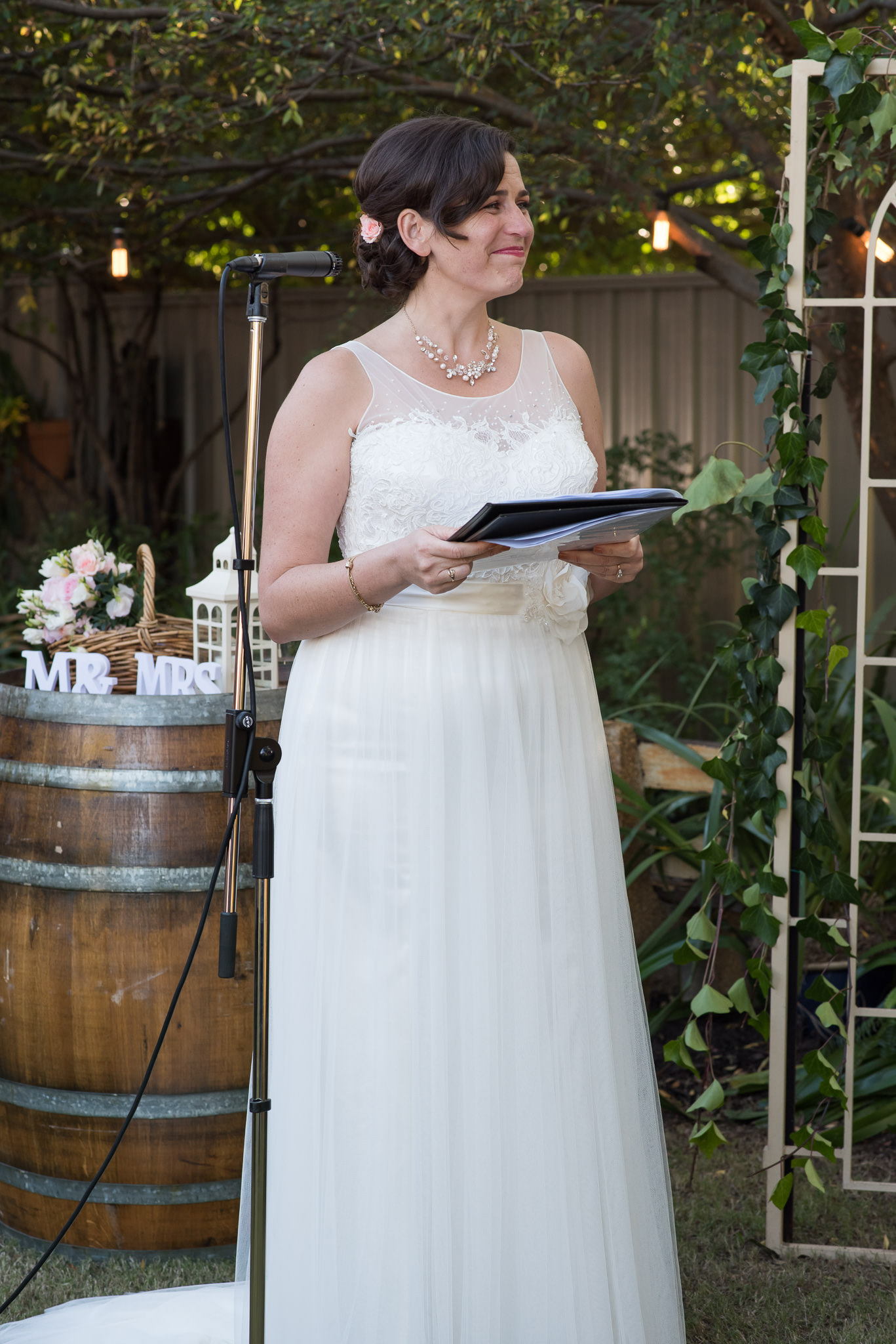 bride emotional during her vows