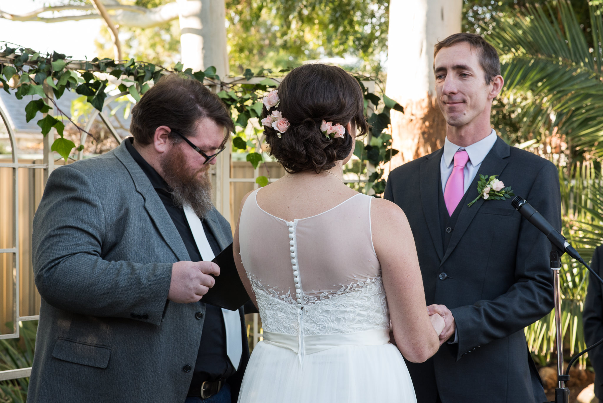 wedding ceremony in backyard