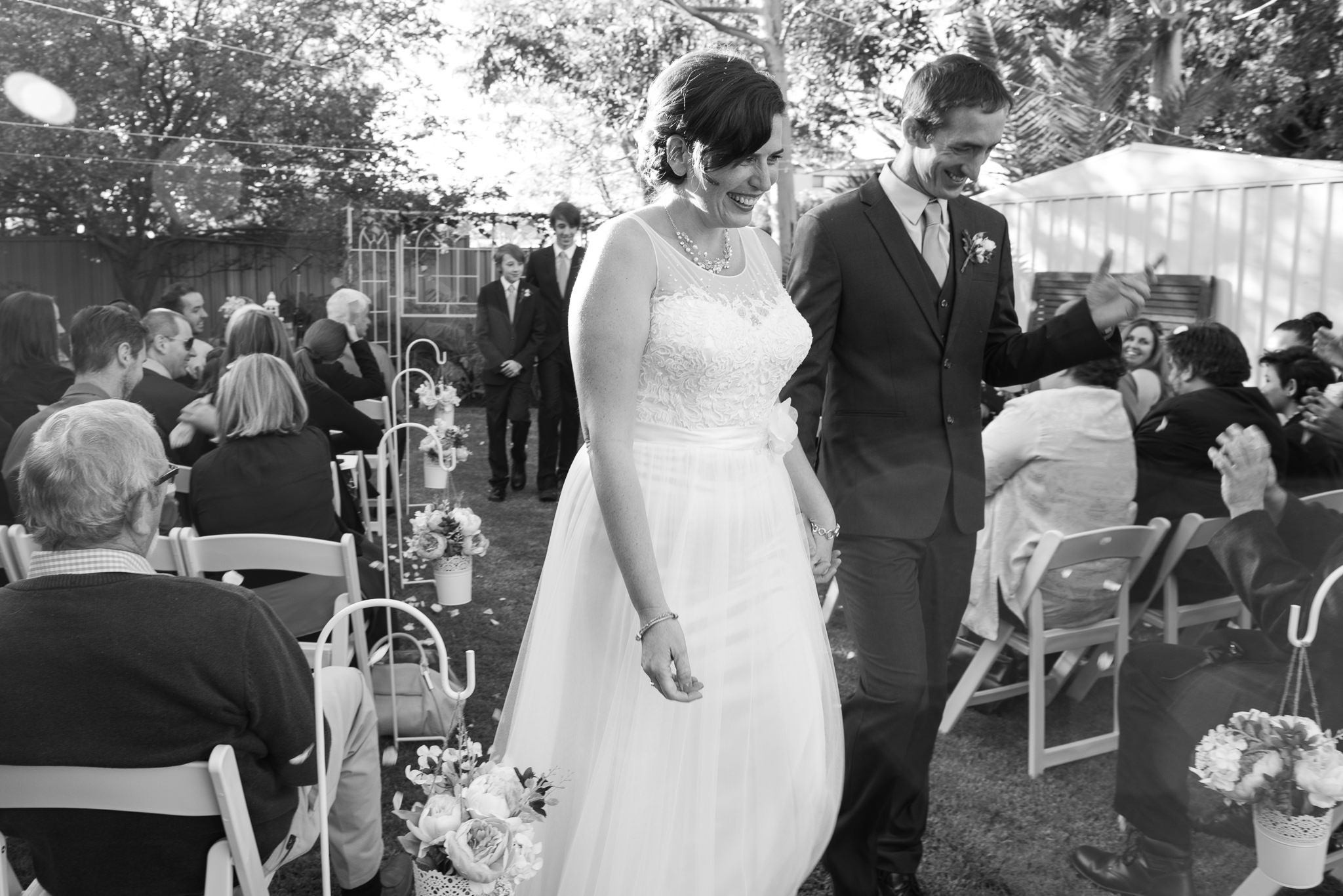 bride and groom recessional