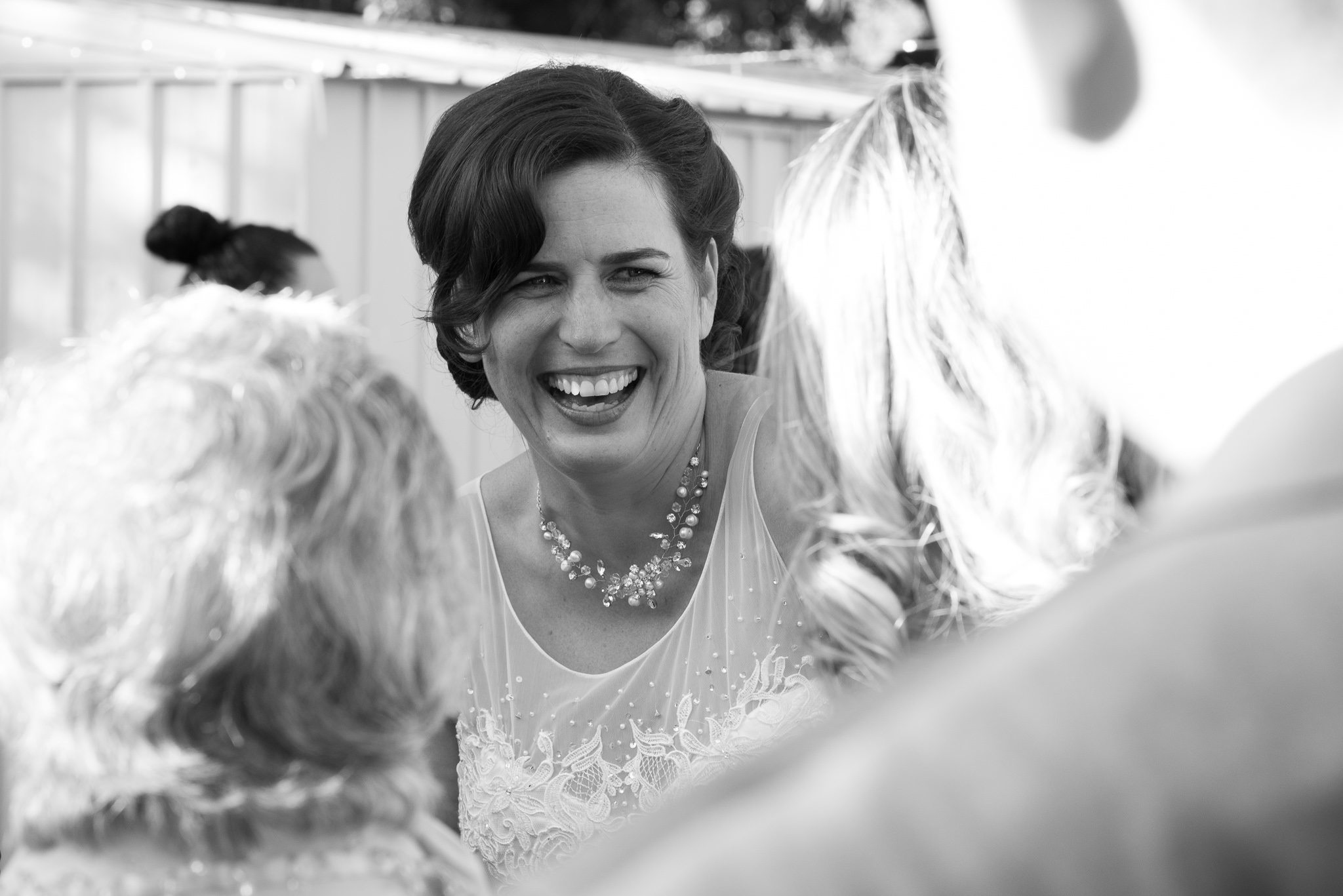 bride smiling after wedding