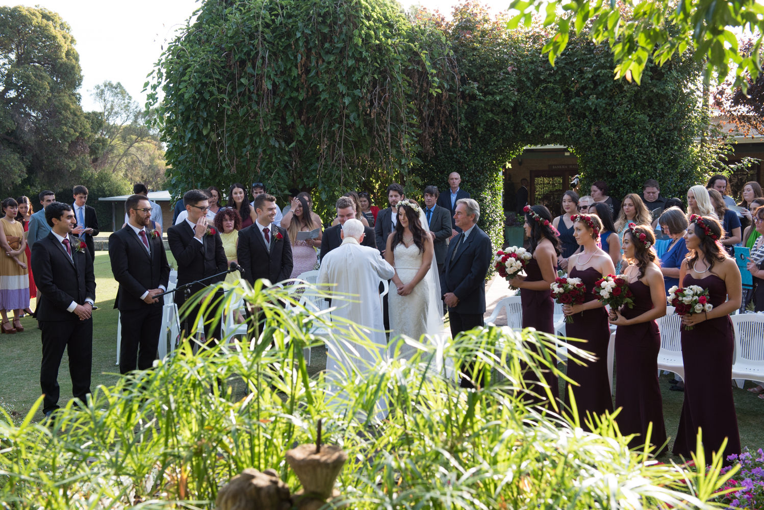 Wide shot of wedding ceremony