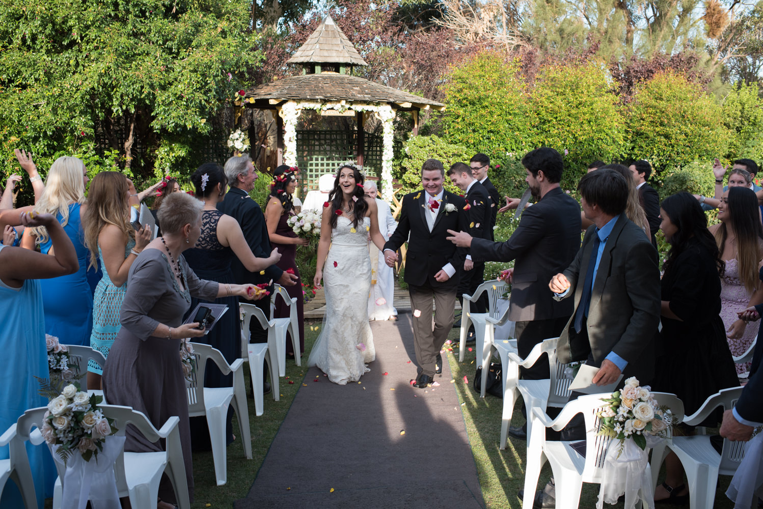 Flower shower at bridal recessional