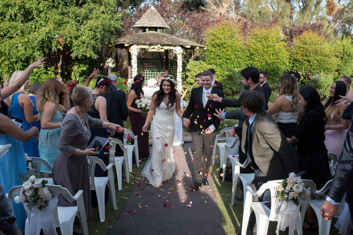 Petal shower after ceremony