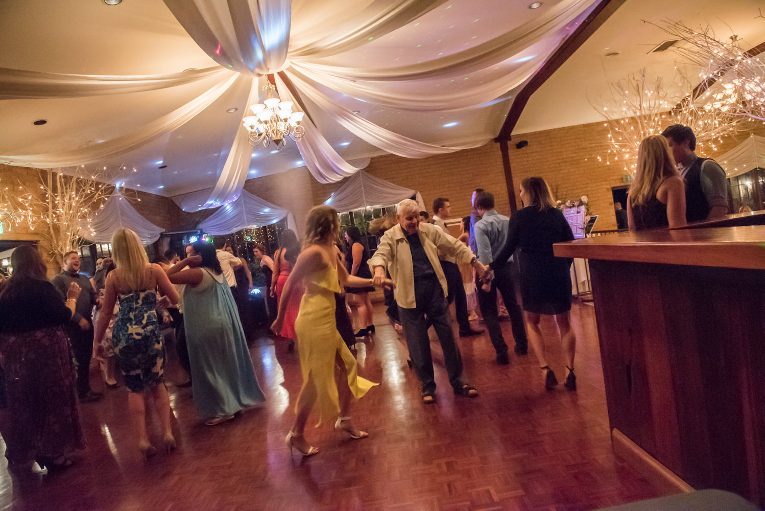 Grandfather dancing on the wedding dancefloor