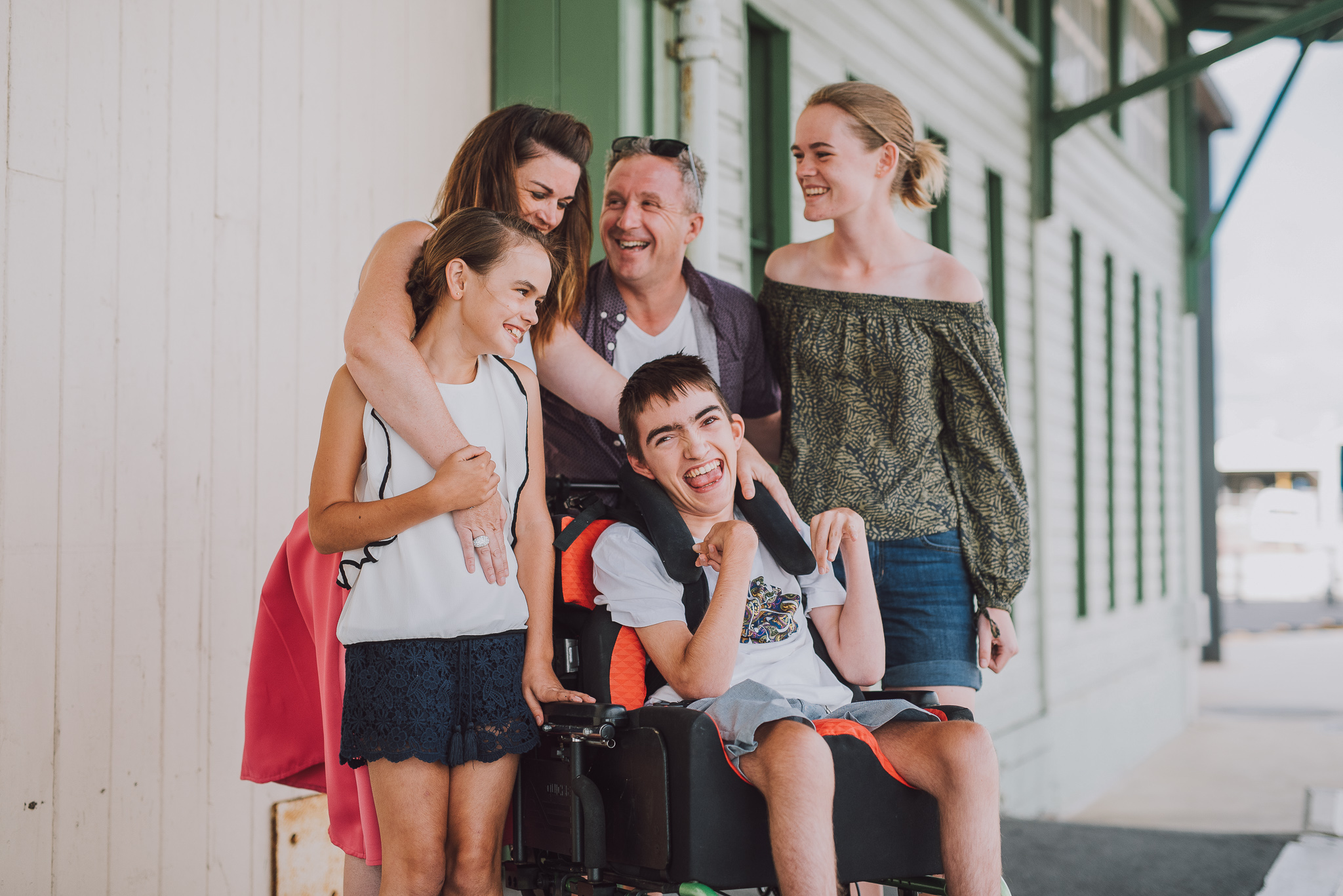 family group shot at the E sheds at Fremantle