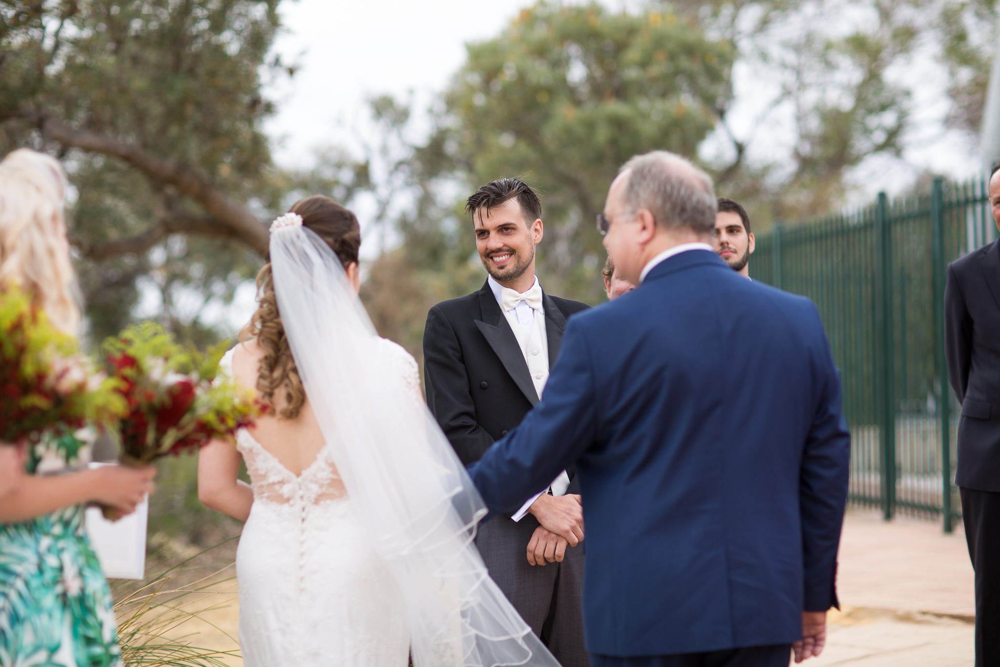 Bride's father gives her away