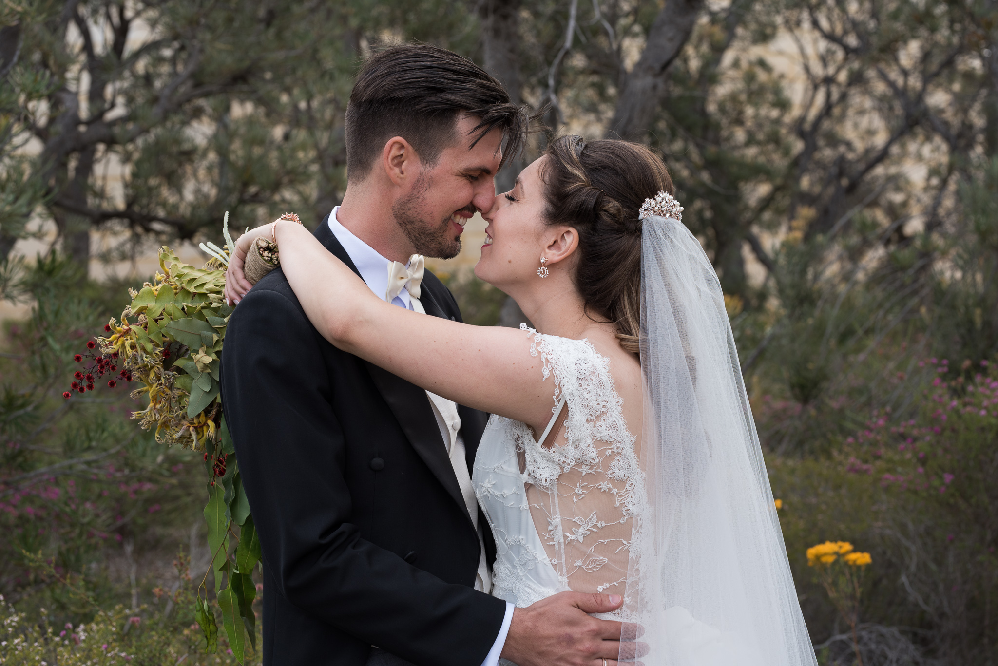 Bride and Groom relaxed portrait in the garden of GDC