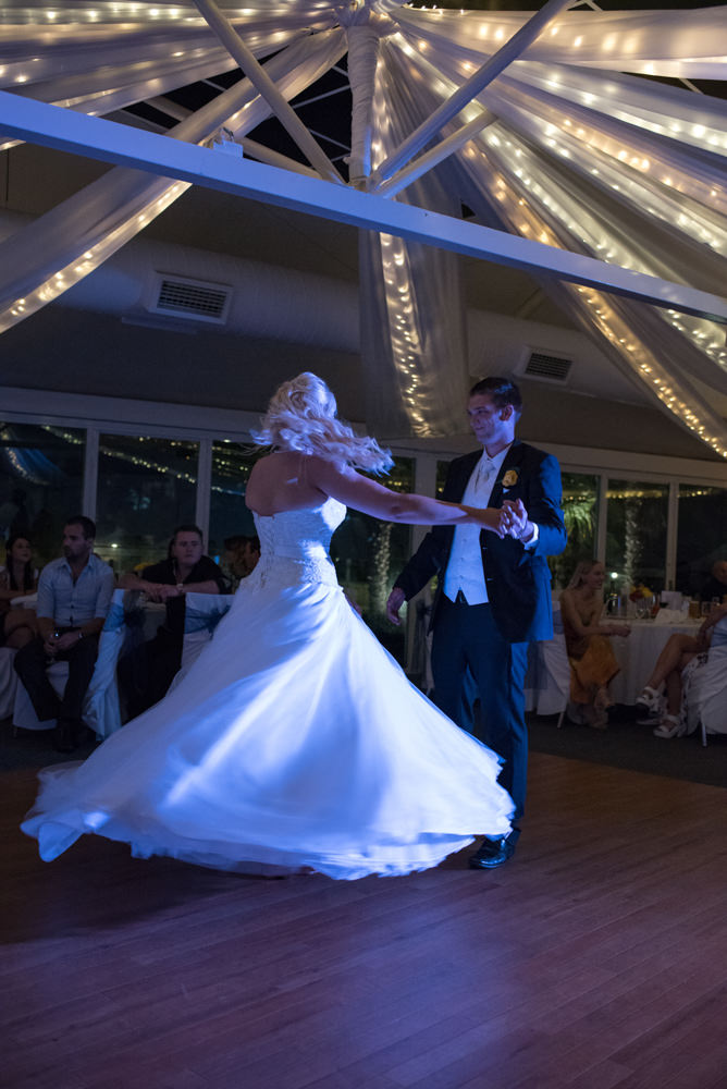 bridal waltz at Joondalup resort, bride's gown is twirling