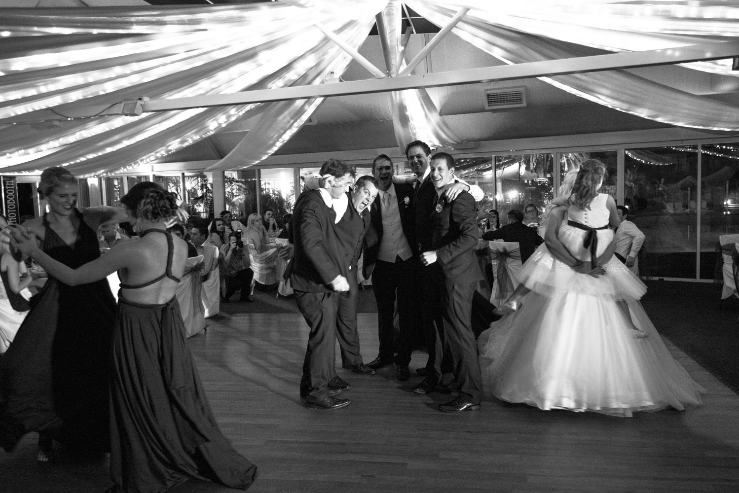 bridal party on the dance floor at Joondalup resort