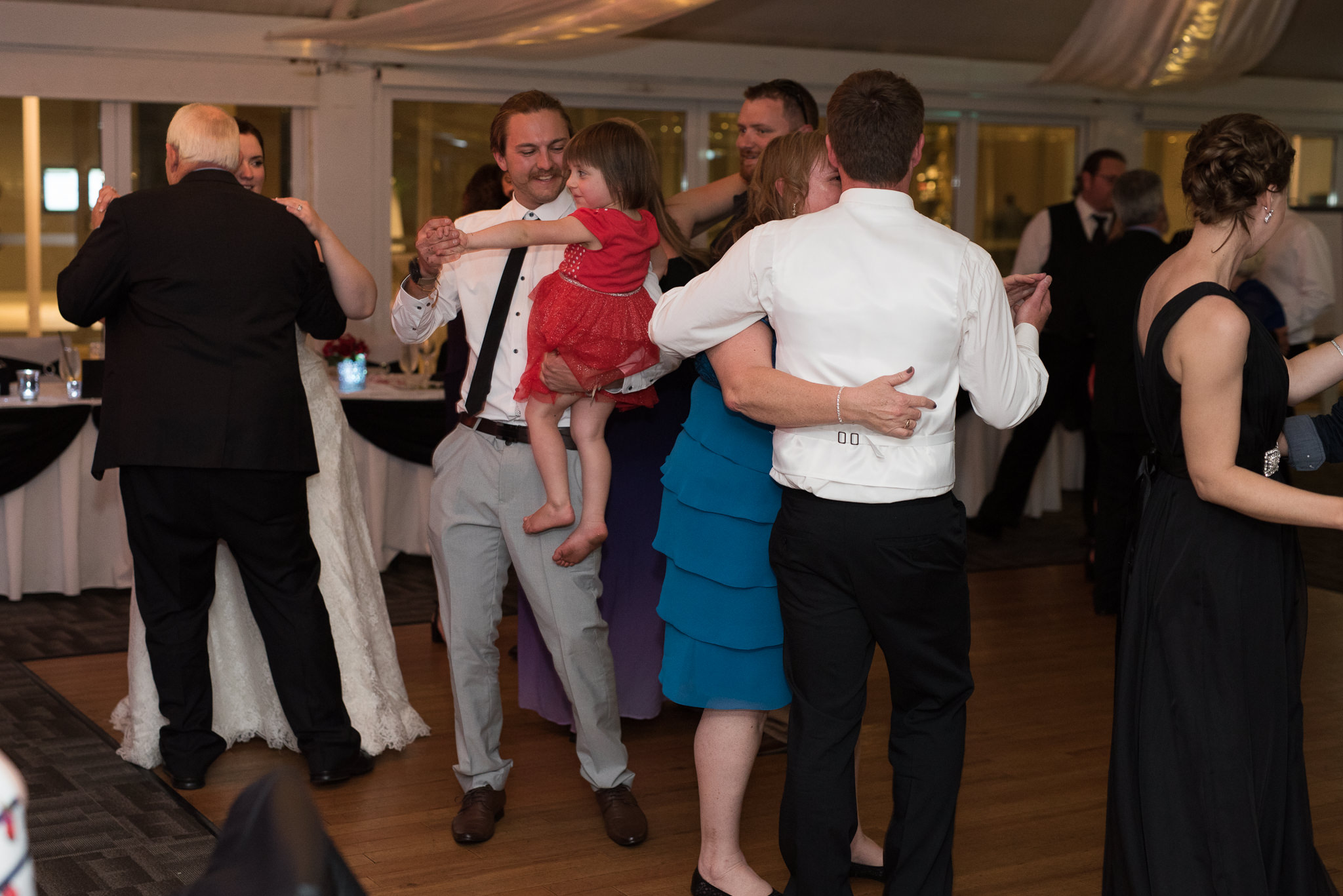 wedding guests on dance floor