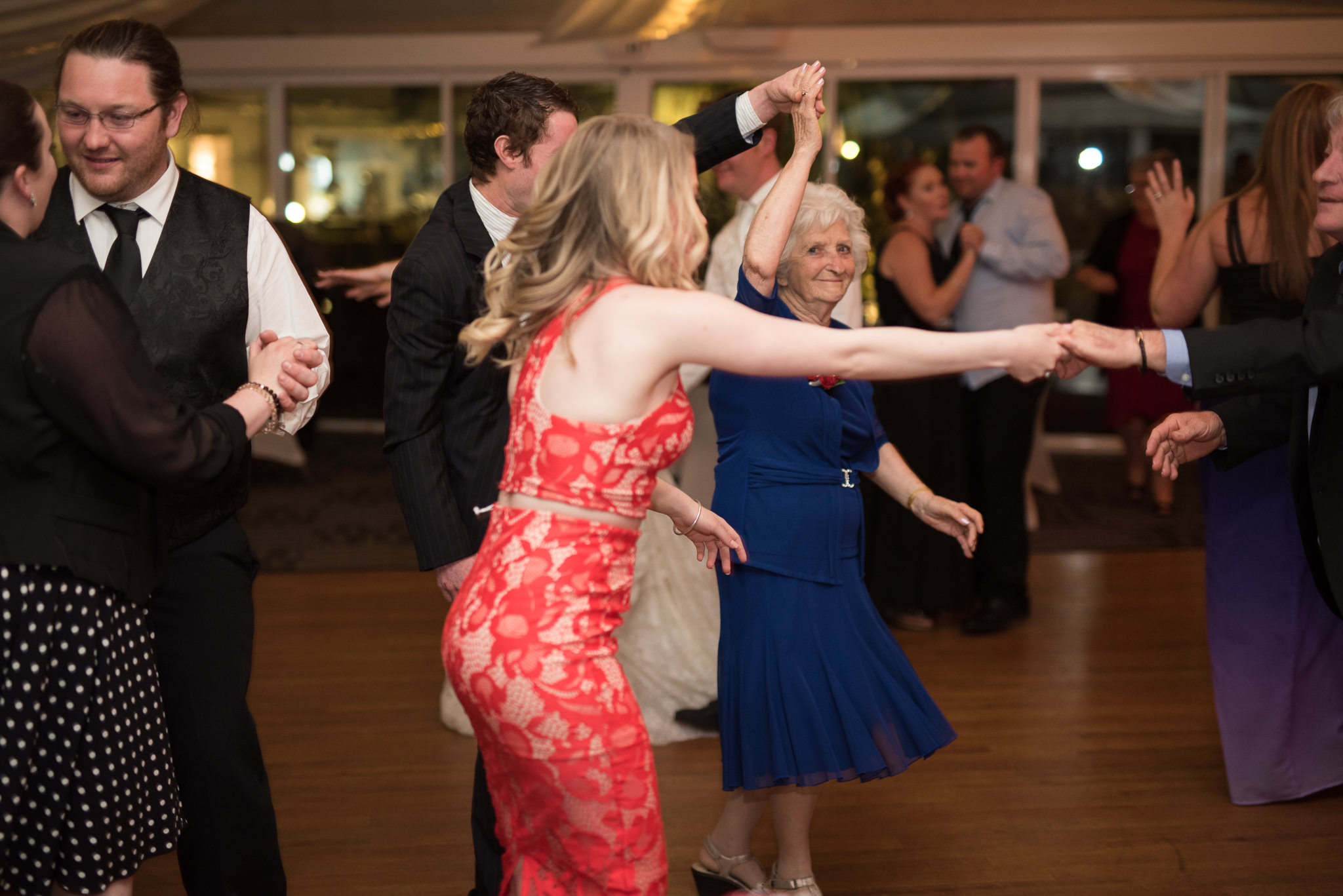 grandma dancing with the wedding guests at Joondalup resort