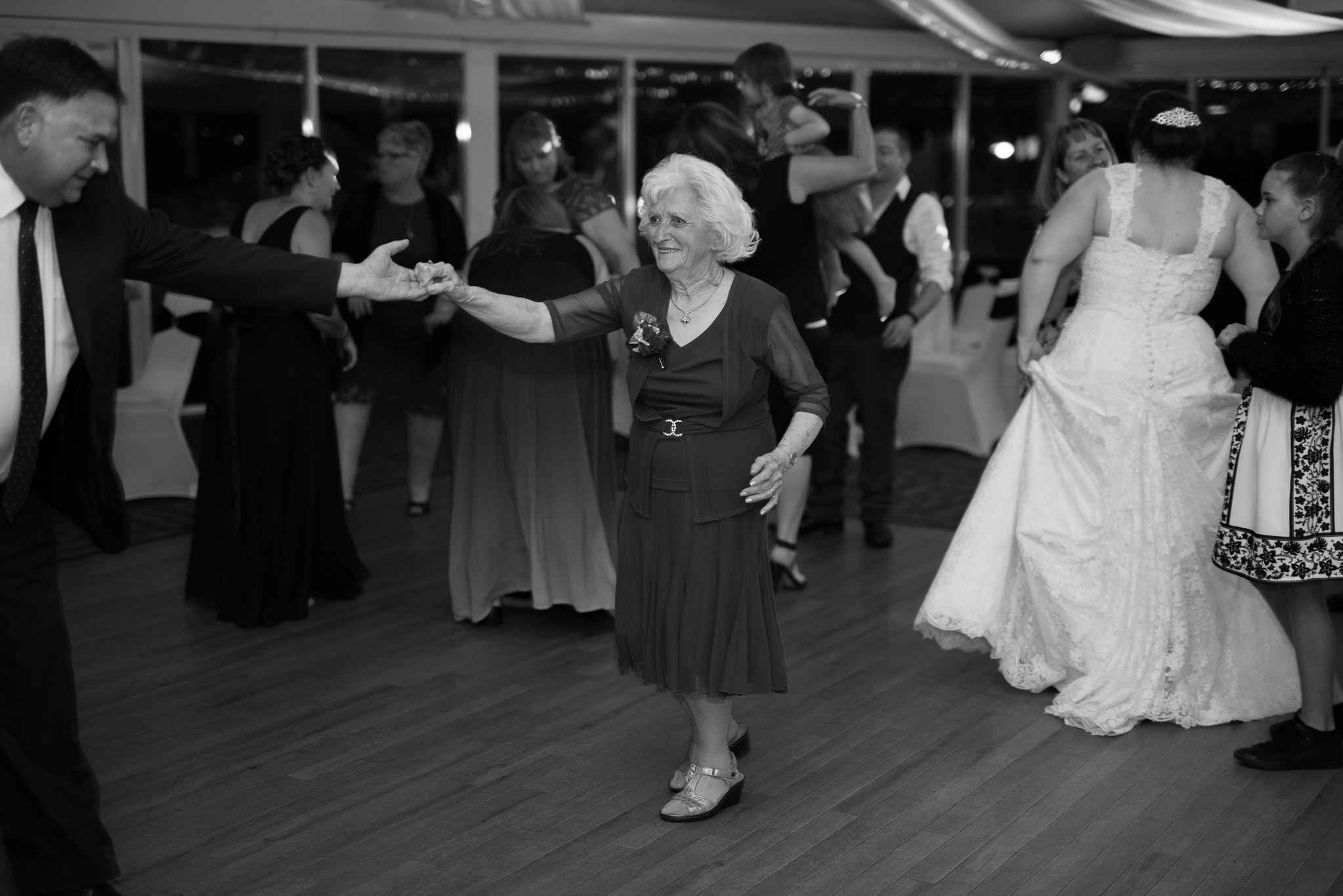 grandma dancing on the dance floor at Joondalup resort