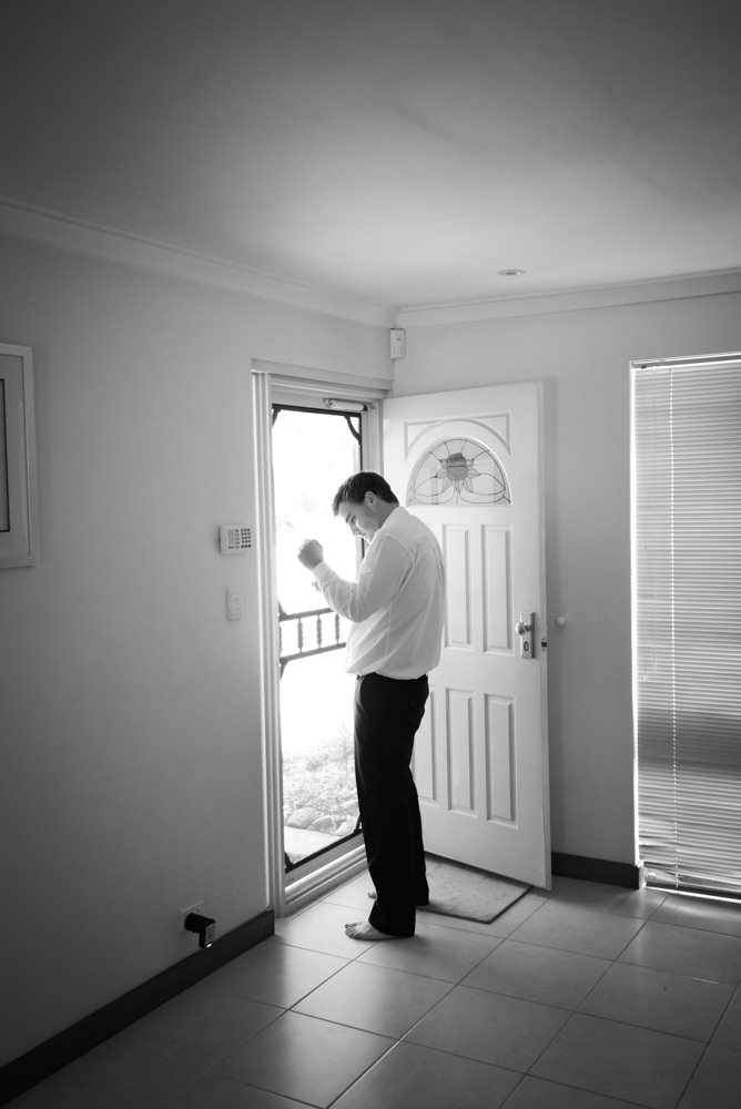 Groomsman getting ready