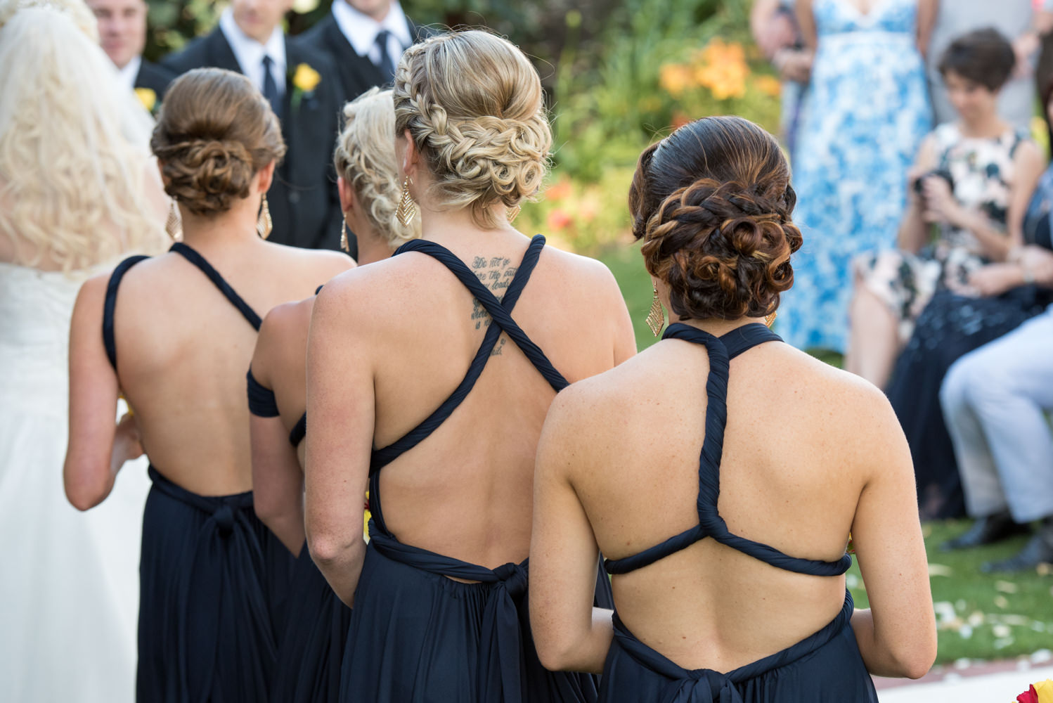 Backs of bridesmaids dresses