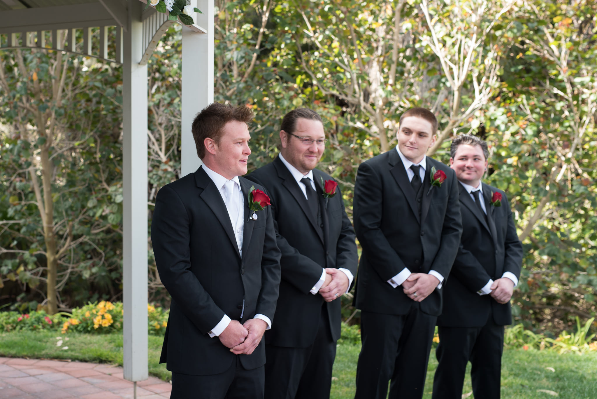 groom nervously awaits the bride