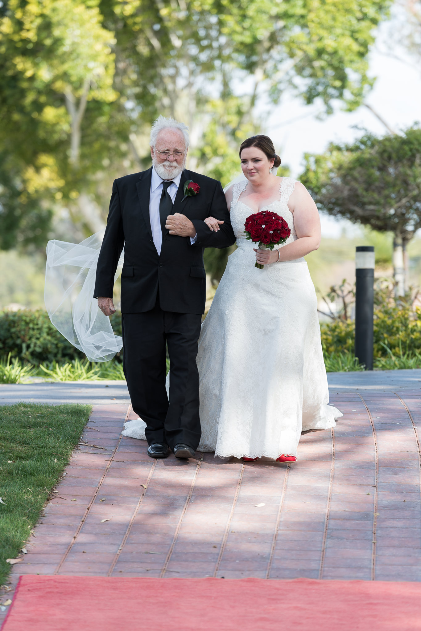 father of the bride walks her down the aisle