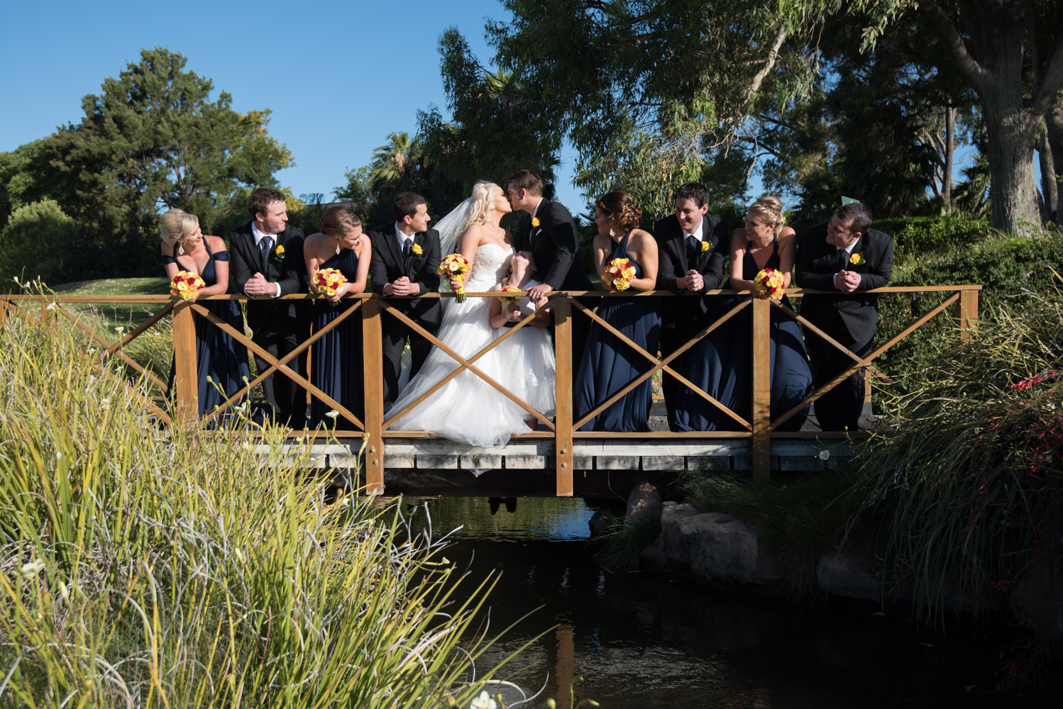 Bridal party on the bridge in Joondalup resort