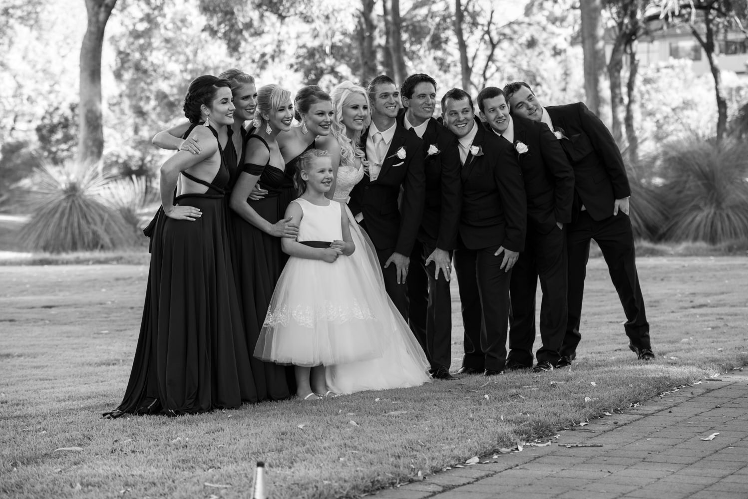 Black and white group shot on golf course