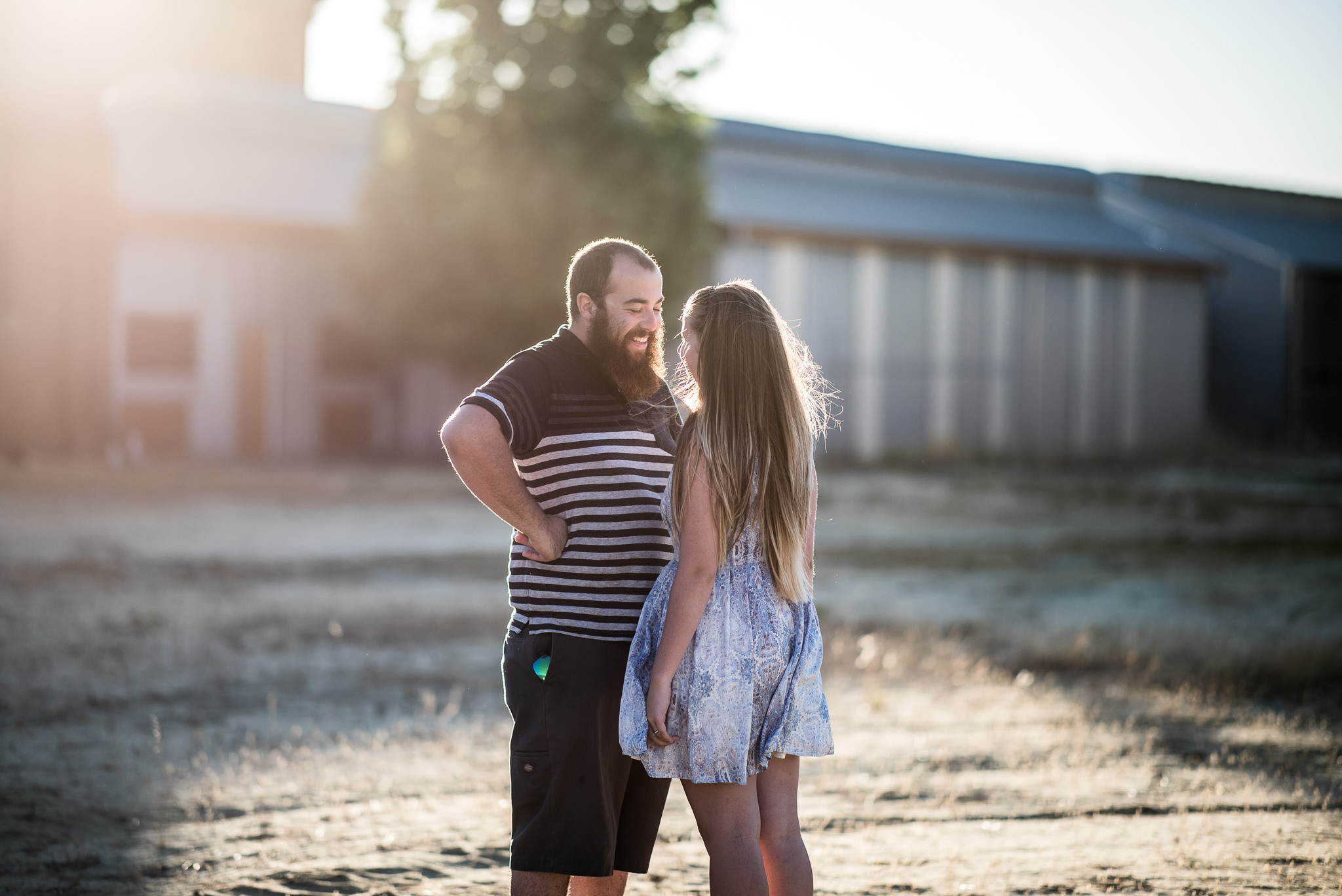 guy smiling at his fiancee