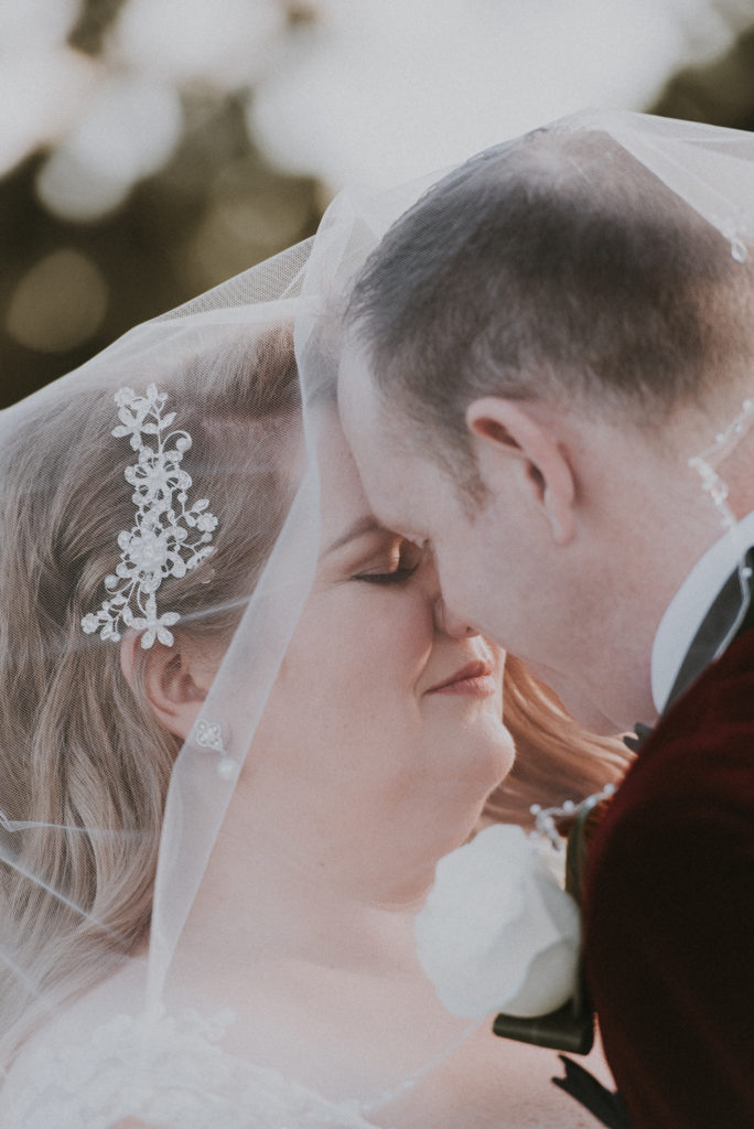 bride and groom under the veil