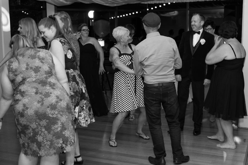 dance floor in black and white at Mulberry Estate