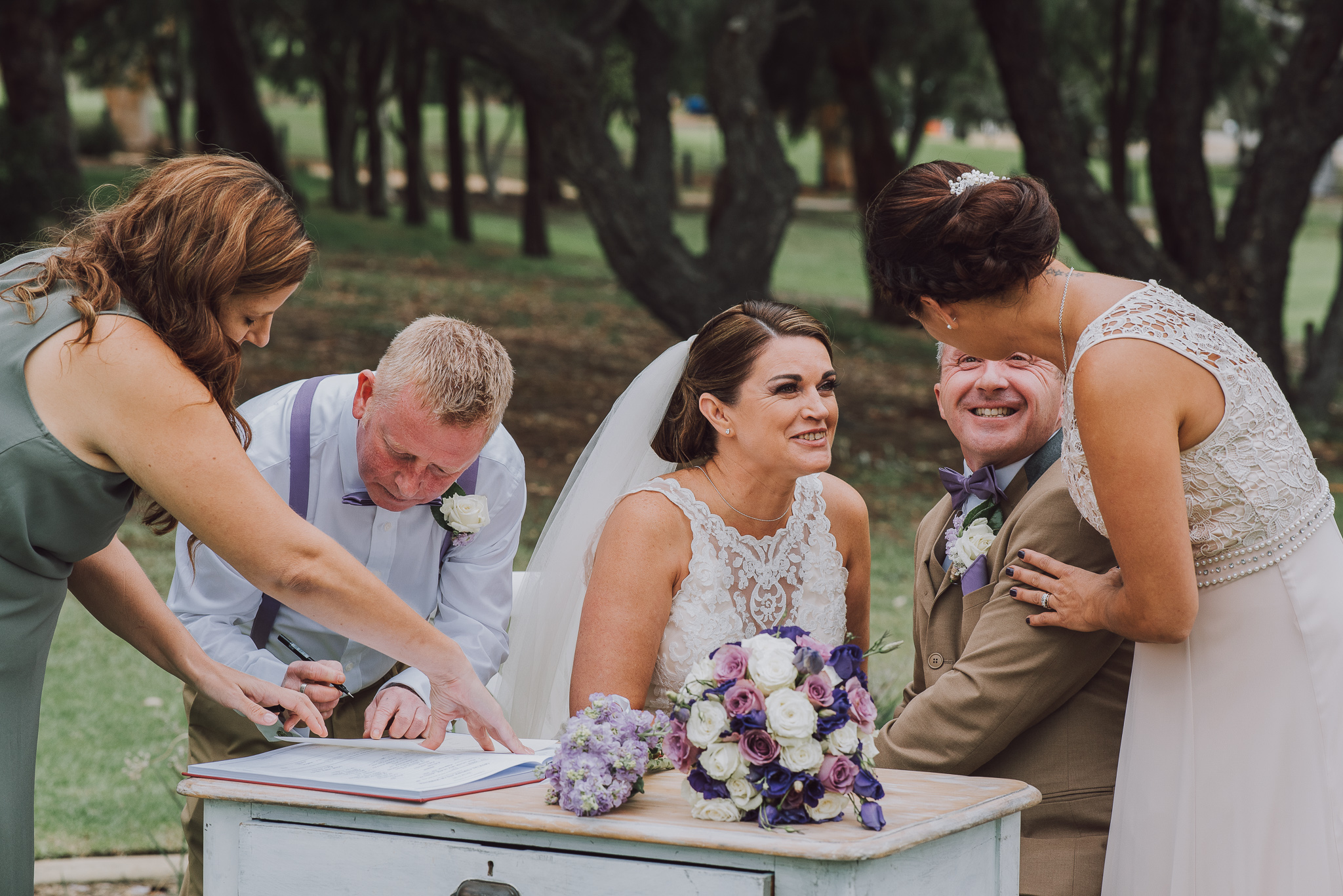 signing the wedding certificate at Point Walter golf course