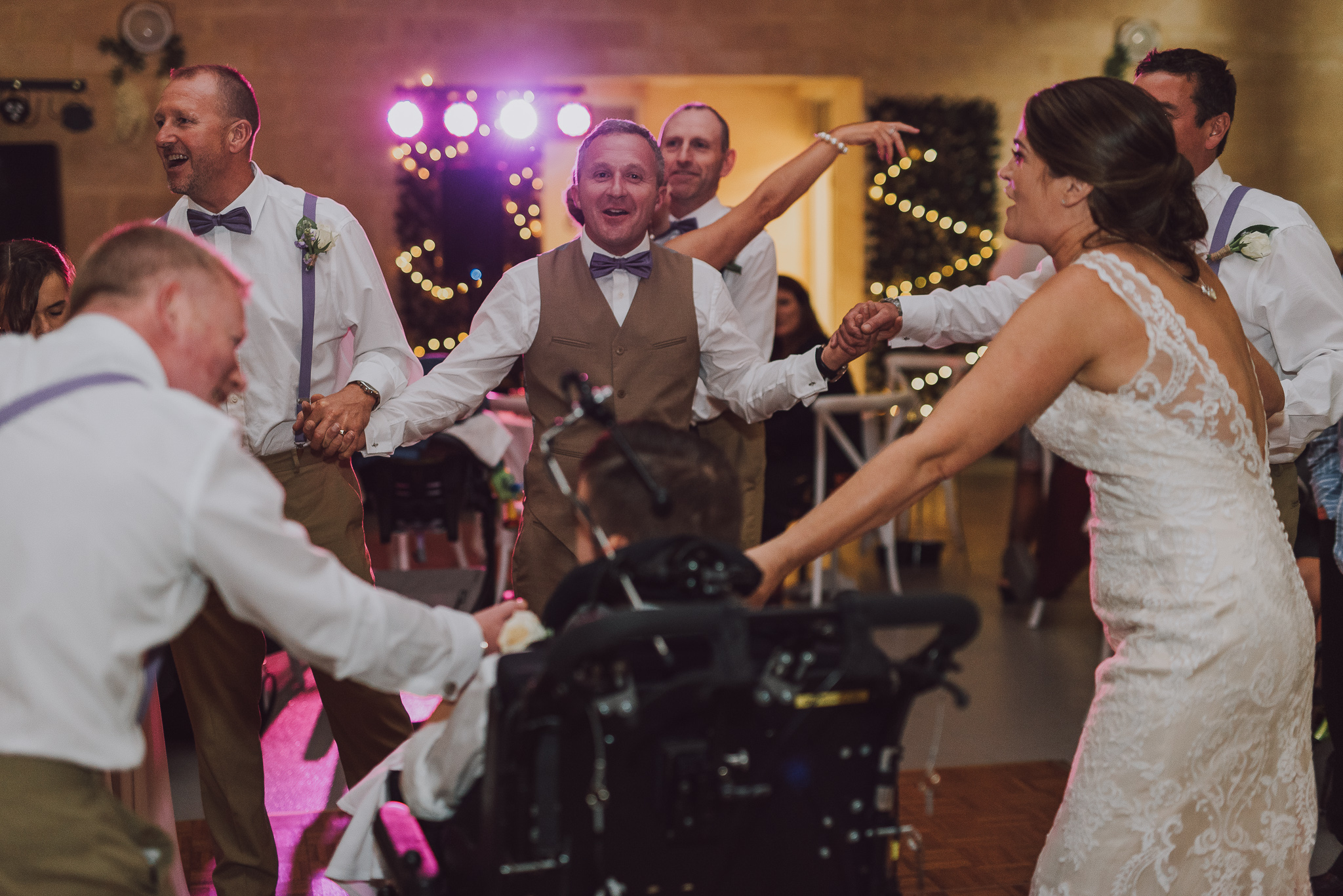 groom and the family on the dance floor