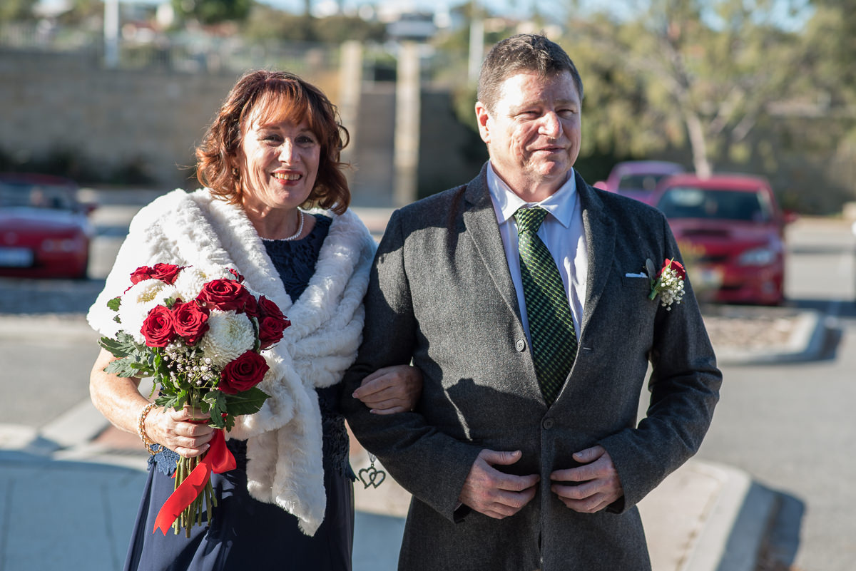 Mature aged bride waiting to walk down the aisle