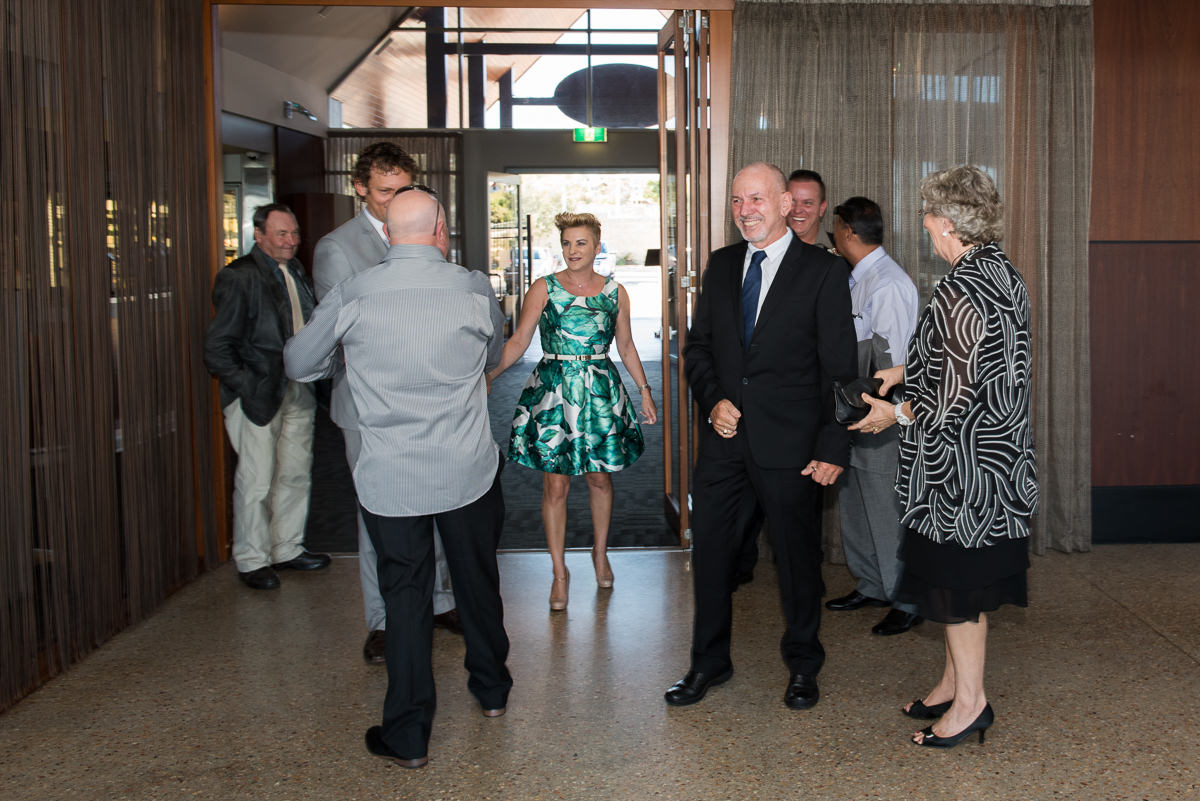 Welcoming the groom and guests at Portofinos