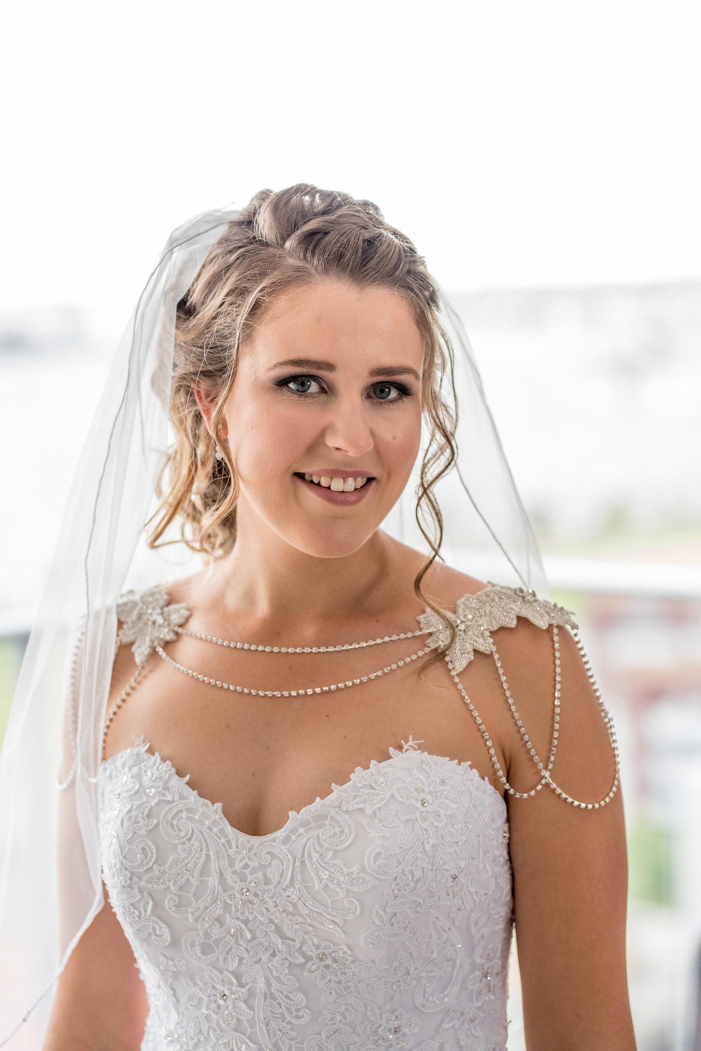 portrait of bride smiling at camera