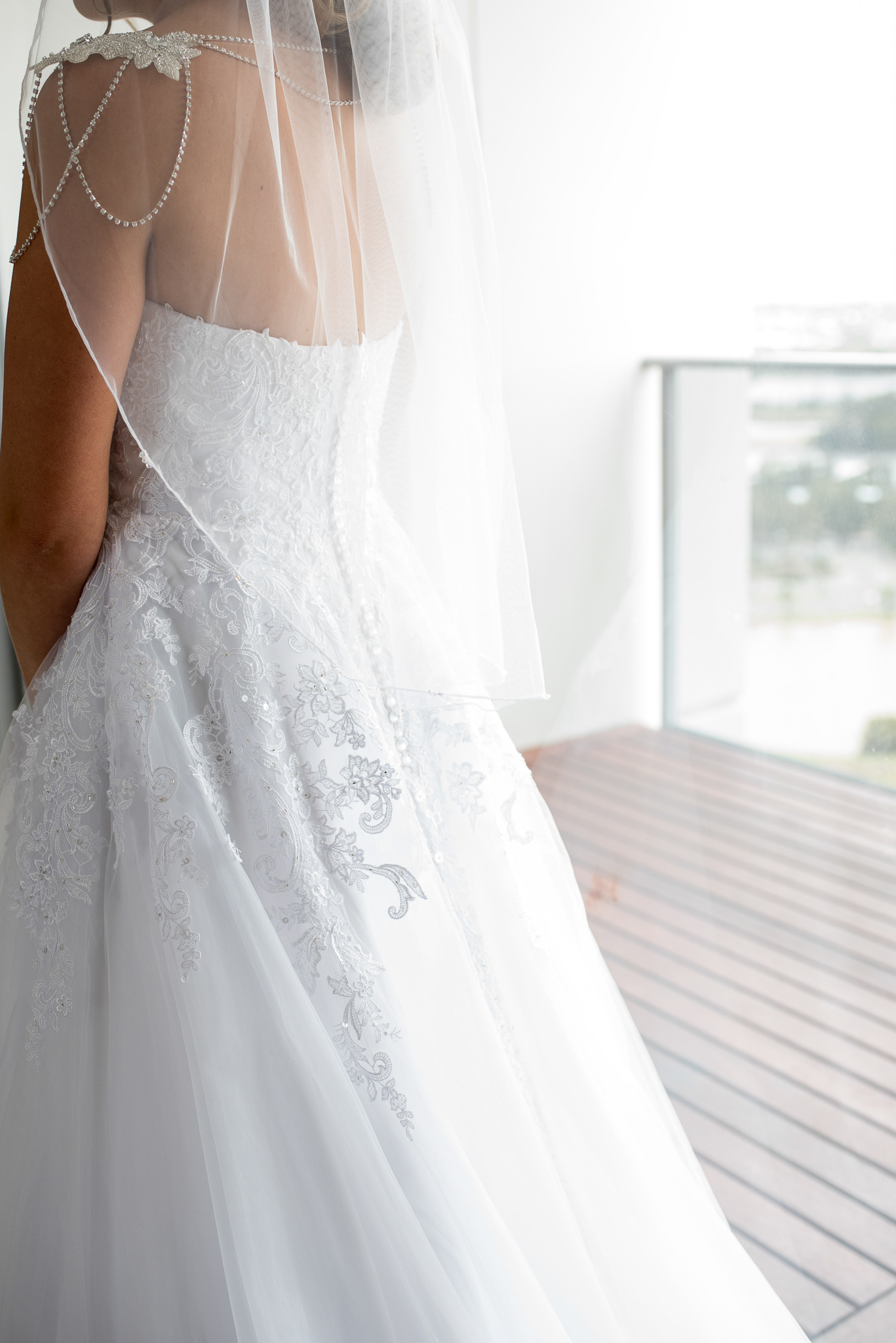 back of wedding dress detail