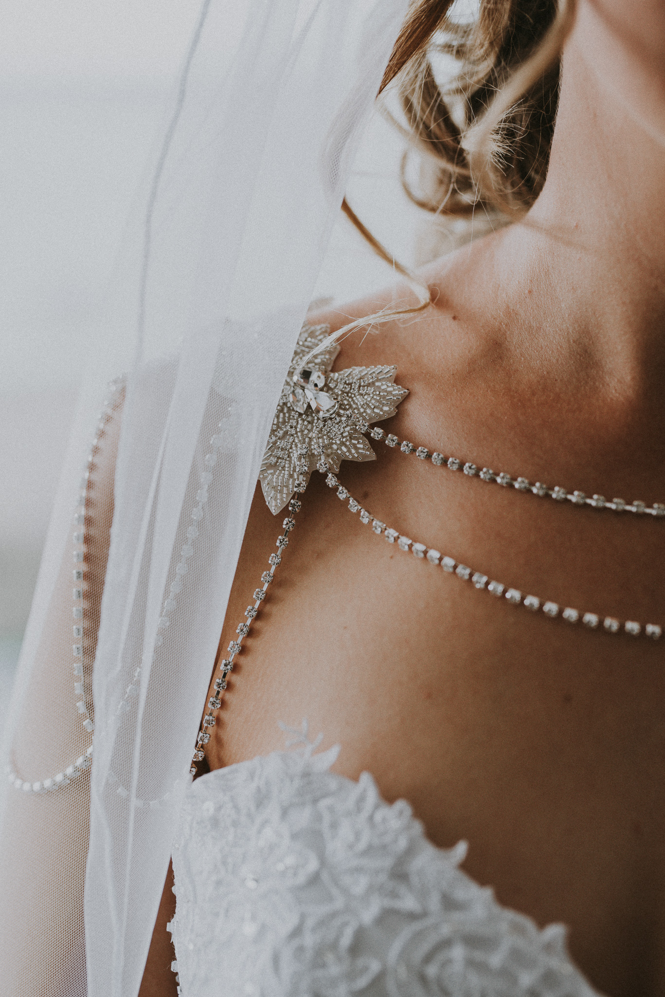 shoulder detail of wedding dress