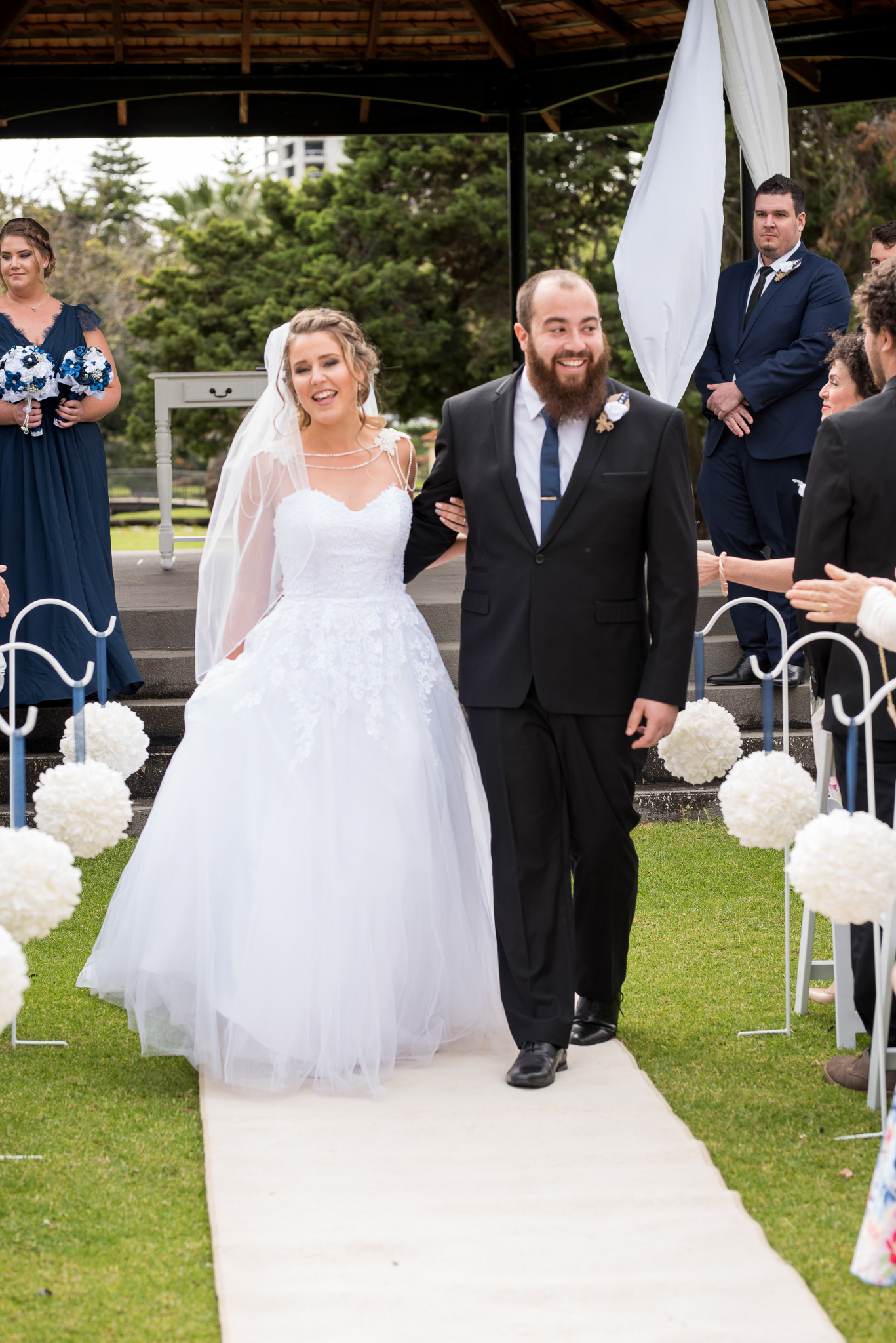 bride and groom recessional