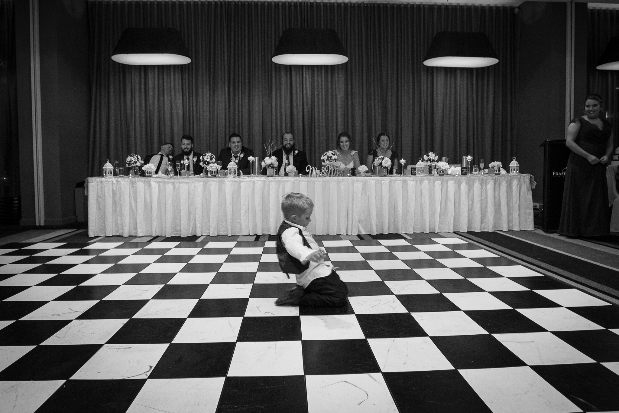 little boy dancing on the dance floor