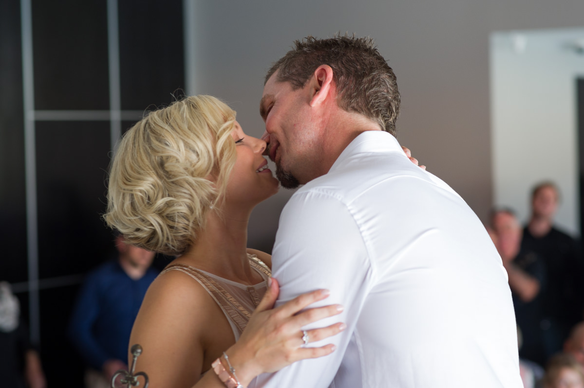 Bride and groom about to kiss