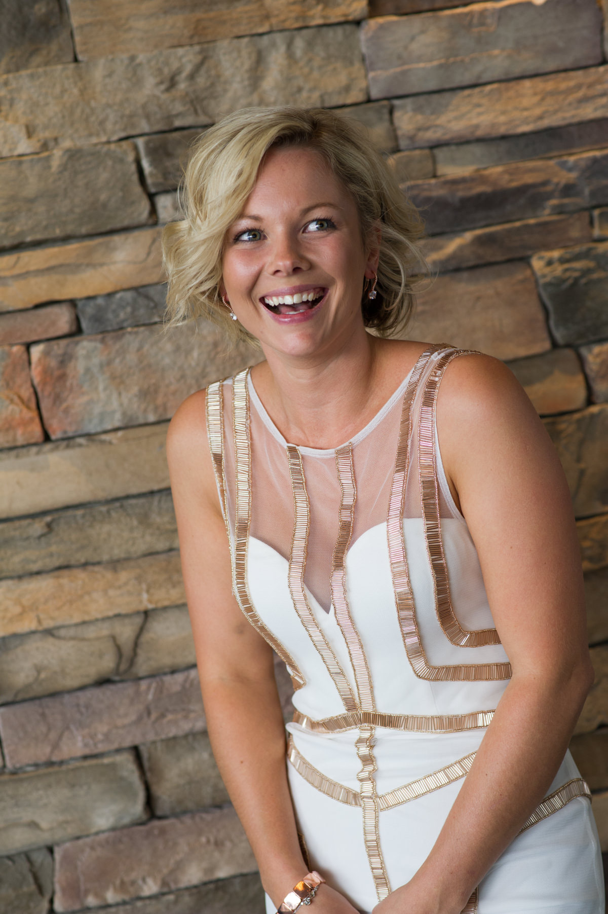 Bride's portrait laughing