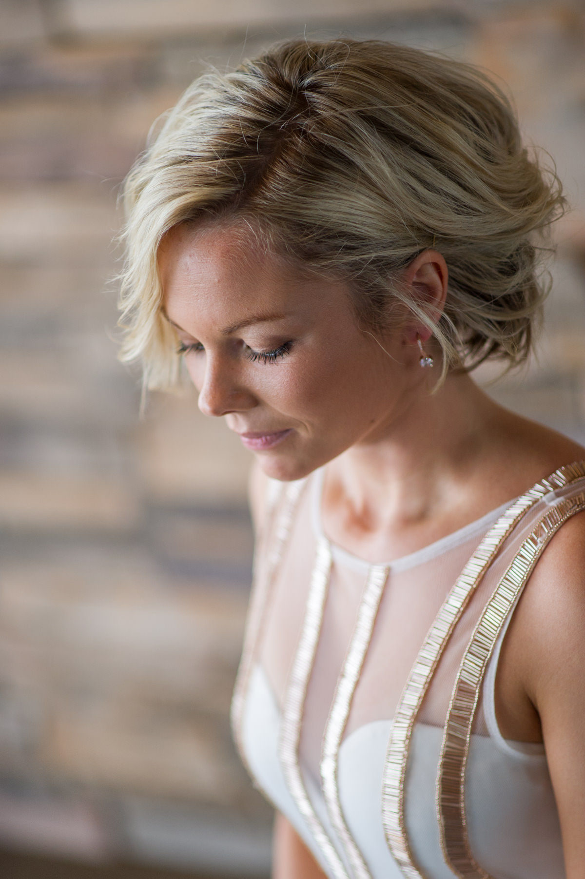 Bride's portrait looking down